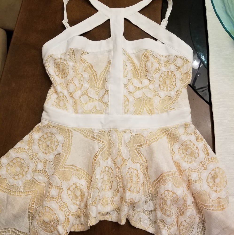 Lace Halter Peplum Top